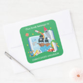 Whimsical Boy Bookplate Vierkante Sticker (Envelop)
