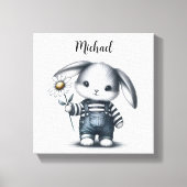 Whimsical Boy Bunny met naam Canvas Afdruk (Voorkant)