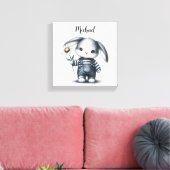 Whimsical Boy Bunny met naam Canvas Afdruk (Insitu (Woonkamer))