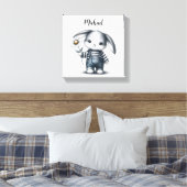 Whimsical Boy Bunny met naam Canvas Afdruk (Insitu (Slaapkamer))