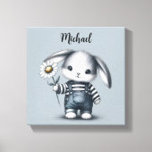 Whimsical Boy Bunny met naam Canvas Afdruk (Voorkant)
