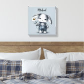 Whimsical Boy Bunny met naam Canvas Afdruk (Insitu (Slaapkamer))