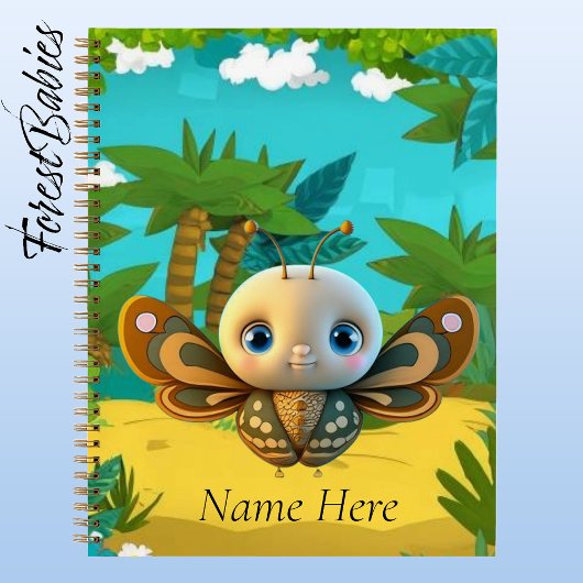Whimsical Boy Butterfly Insect Kind Cartoon Graphi Notitieboek