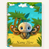 Whimsical Boy Butterfly Insect Kind Cartoon Graphi Notitieboek (Voorkant)