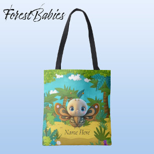 Whimsical Boy Butterfly Insect Kind Cartoon Graphi Tote Bag