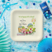 Whimsical Boy Frog Baby shower, gepersonaliseerd Papieren Bordje (Feest)