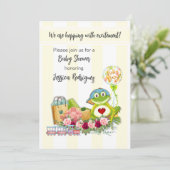 Whimsical Boy Frog Baby shower Invitation Kaart (Staand voorkant)