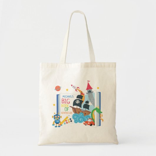 Whimsical Boy Library Book Canvas tas (Voorkant)