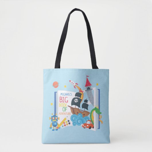 Whimsical Boy Library Book Canvas tas (Voorkant)
