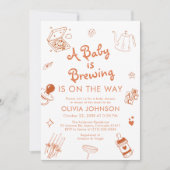 Whimsical Brewing Coffee Hand Drawn Baby shower Kaart (Voorkant)