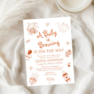 Whimsical Brewing Coffee Hand Drawn Baby shower Kaart
