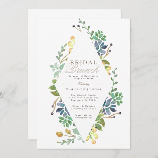 Whimsical Bridal Brunch | Uitnodigen Kaart (Voorkant / Achterkant)
