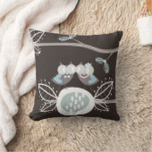 Whimsical Bride Groom Blue Wedding Owls Cushion Kussen (Deken)
