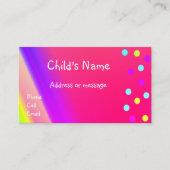 Whimsical Bright Children's Calling Card Contactkaartje (Voorkant)