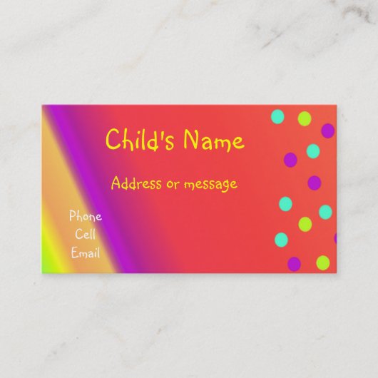 Whimsical Bright Children's Calling Card Contactkaartje (Voorkant)