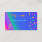 Whimsical Bright Colors Children's Calling Card Contactkaartje (Voorkant)