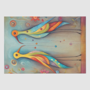 Whimsical Bright en Bold Long Been Bird Decoupage Tissuepapier