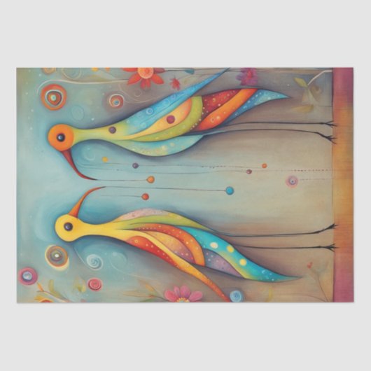 Whimsical Bright en Bold Long Been Bird Decoupage Tissuepapier (Voorkant)