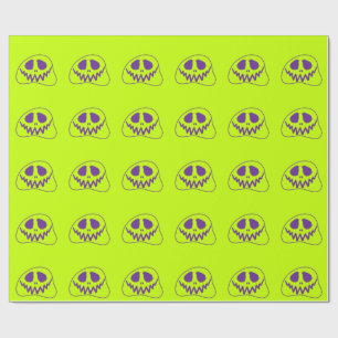 Whimsical Bright Neon Monster Face Halloween Cadeaupapier