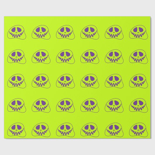 Whimsical Bright Neon Monster Face Halloween Cadeaupapier (Vlak)