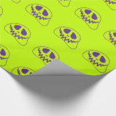 Whimsical Bright Neon Monster Face Halloween Cadeaupapier (Hoek)