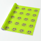 Whimsical Bright Neon Monster Face Halloween Cadeaupapier (Uitgerold)