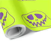 Whimsical Bright Neon Monster Face Halloween Cadeaupapier (Rol Hoek)