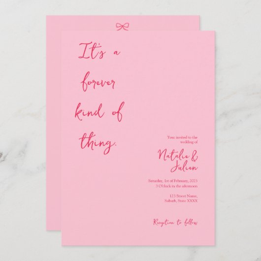 Whimsical Bright Pink bruiloft uitnodiging (Voorkant / Achterkant)