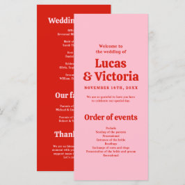 Whimsical Bright Red en Pink Wedding Programma