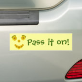 Whimsical Bright Yellow Wildflower Face Smile Bumpersticker (Op auto)