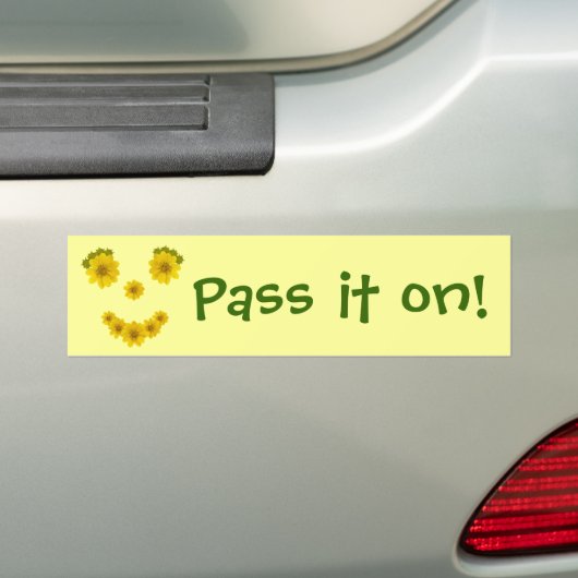 Whimsical Bright Yellow Wildflower Face Smile Bumpersticker (Op auto)