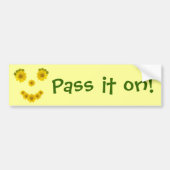 Whimsical Bright Yellow Wildflower Face Smile Bumpersticker (Voorkant)