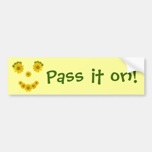 Whimsical Bright Yellow Wildflower Face Smile Bumpersticker (Voorkant)