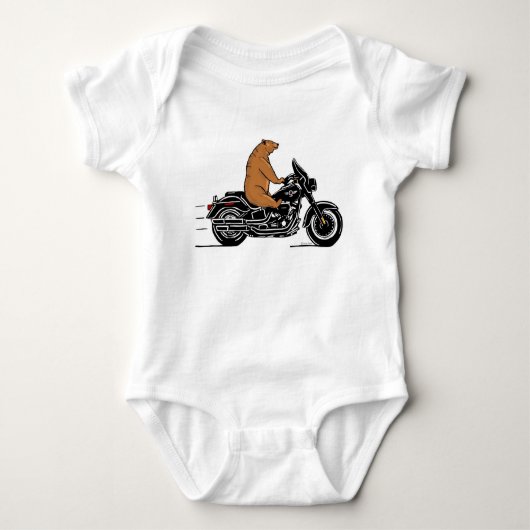 Whimsical brown beer op een motorfiets romper (Voorkant)