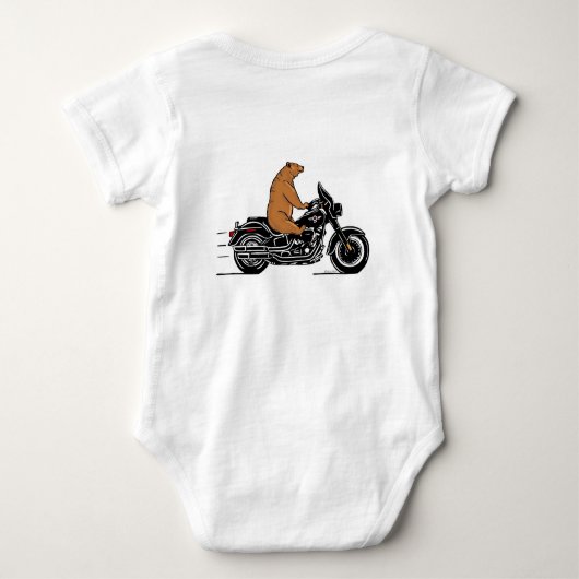 Whimsical brown beer op een motorfiets romper (Achterkant)