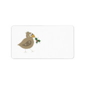 Whimsical Brown Bird met een Sprig Holly Etiket (Voorkant)