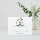 Whimsical Brown Blauwgroen Green Tree Wedding RSVP (Staand voorkant)