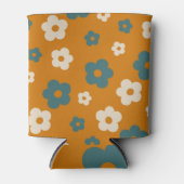 Whimsical Brown & Blue Floral Retro, vrolijk Blikjeskoeler (Voorkant)