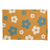 Whimsical Brown & Blue Floral Retro, vrolijk Kussensloop (Voorkant)