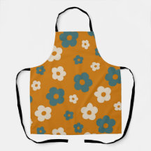 Whimsical Brown & Blue Floral Retro, vrolijk