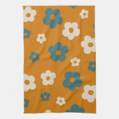 Whimsical Brown & Blue Floral Retro, vrolijk Theedoek (Verticaal)