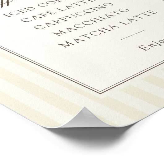 Whimsical Brown Bow Striped Coffee Bar Poster (Hoek)