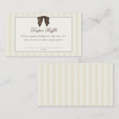 Whimsical Brown Bow Striped Diaper Raffle Informatiekaartje (Voorkant / Achterkant)