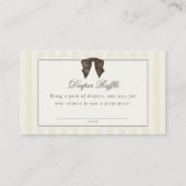 Whimsical Brown Bow Striped Diaper Raffle Informatiekaartje (Voorkant)
