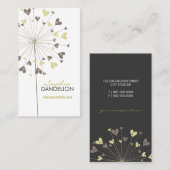 Whimsical Brown Dandelions Love Hearts Moderne Chi Visitekaartje (Voorkant / Achterkant)