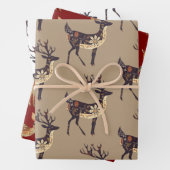 Whimsical Brown Deer Christmas Inpakpapier Vel (In situ)