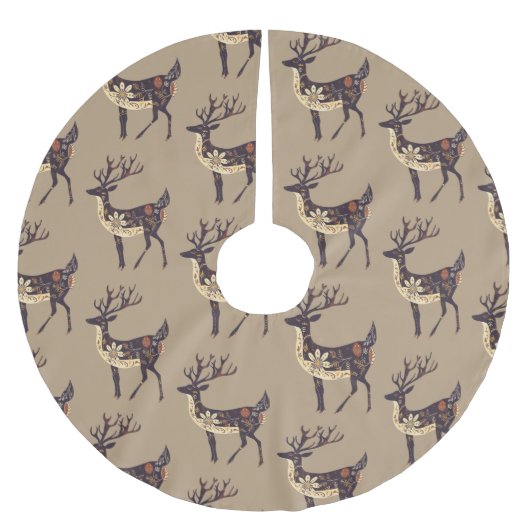 Whimsical Brown Deer Christmas Kerstboom Rok (Voorkant)