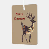 Whimsical Brown Deer Christmas Metalen Ornament (Voorkant links)