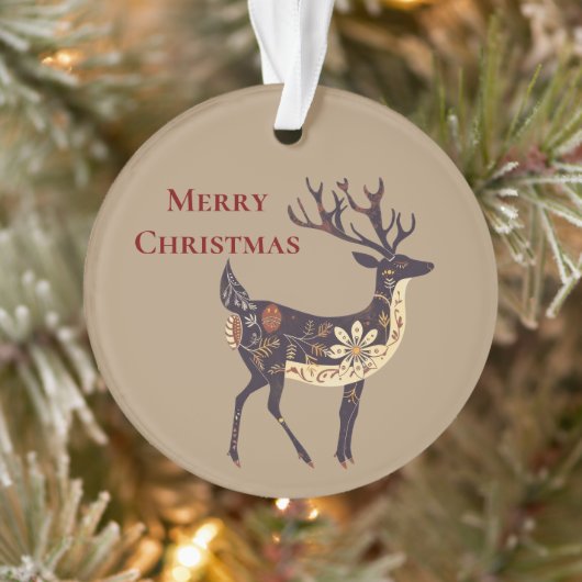 Whimsical Brown Deer Christmas Ornament (Boom)