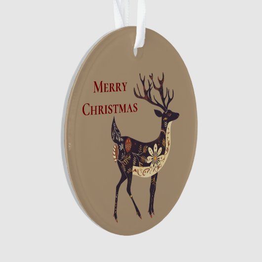 Whimsical Brown Deer Christmas Ornament (voorkant)